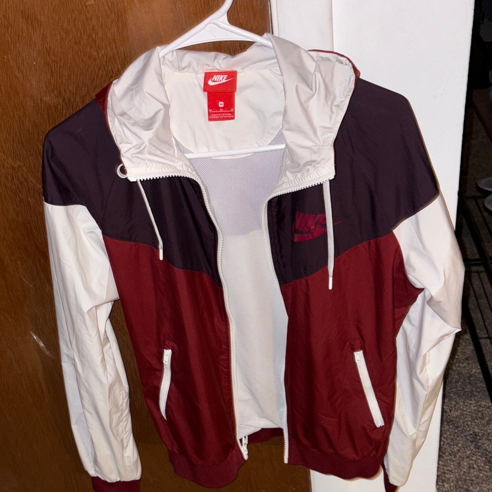 Nike Burgundy and White Windbreaker